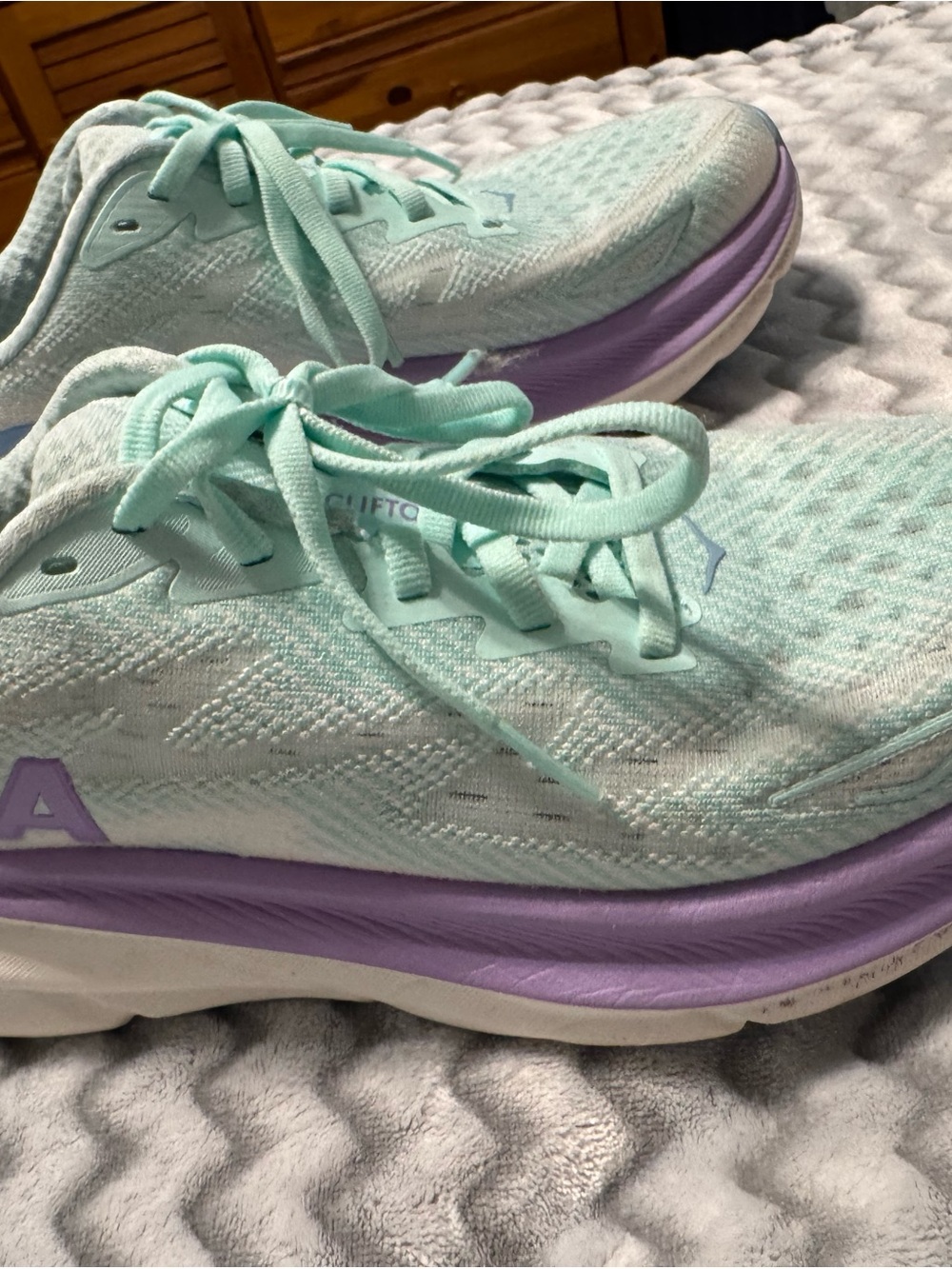 Hoka Women's Mint Green & Lavender Athletic Running Shoes - Picture 3 of 14